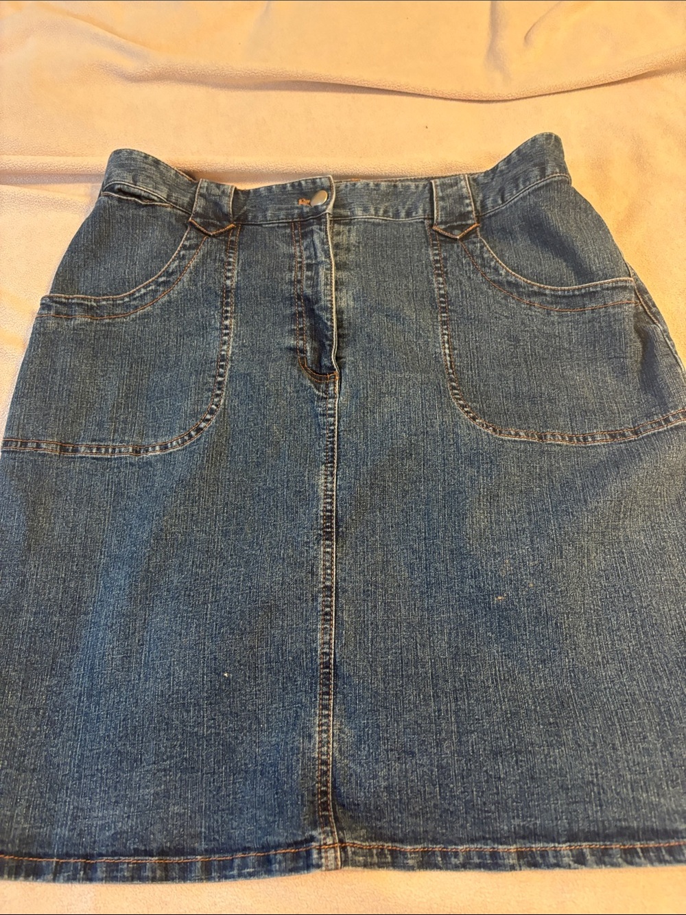Chico's Medium Blue Denim Skirt with Front Pockets